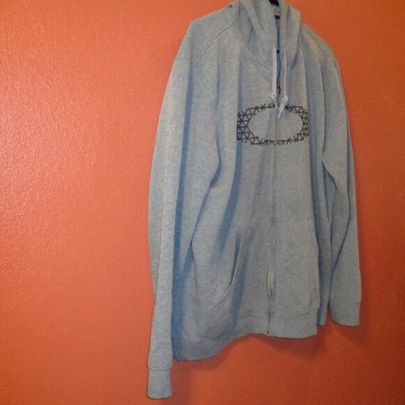 Oakley Sport Men XX Large Gray Black Full Zip Pockets Long Sleeve Hooded Jacket - Picture 2 of 9